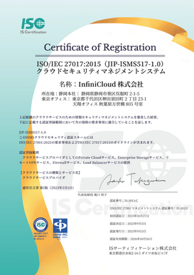 ISO/IEC 27017認定証