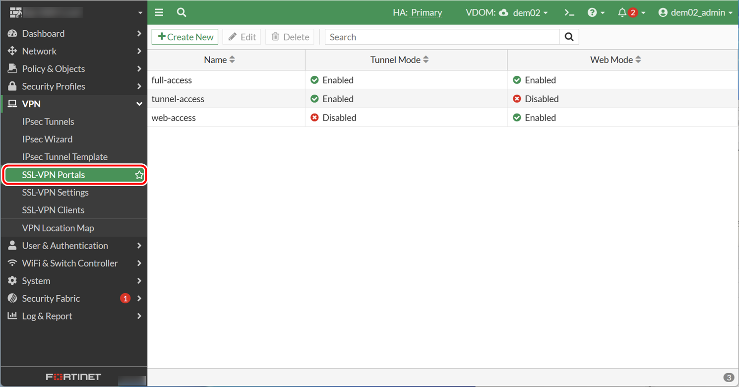 2．SSL-VPNポータルを設定する - InfiniCloud株式会社